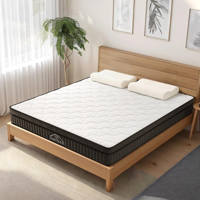 Матрац 90x200 см, висота 25 см, середньої жорсткості (H3), 7-зонний гібридний матрац, ортопедичний пружинний матрац з комфортною піною, дихаючий, що знімає тиск 90x200x25