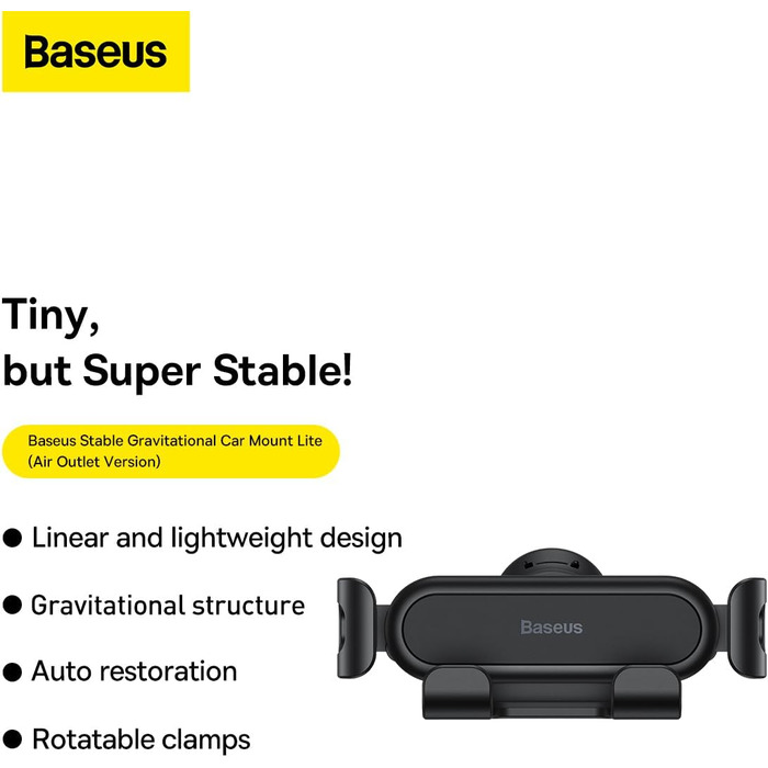 Автомобільне кріплення Baseus Stable Gravity, Lite Black