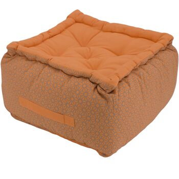 Товста підлогова подушка Lara - Висота 20-25 см - Пуф - Оттоманка - Табурет - 40x40x25 см - 100 бавовна (Захід сонця/Персик) Захід сонця / Персик