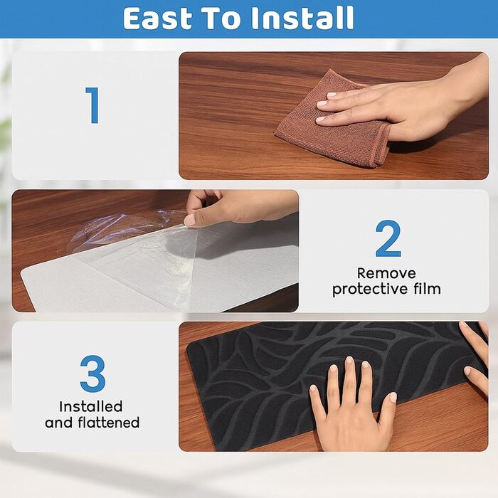 Самоклеючих килимків для сходів 76x20 см для дерев&39яних сходів - протиковзкий килимок для сходів - повстяні самоклеючі сходинки для використання всередині приміщень (чорні), 15