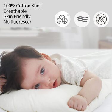 Дитяча подушка 40x60 см з бавовняною наволочкою - М'яка бавовняна подушка, на якій сплять діти - Гіпоалергенна дитяча подушка - Ди