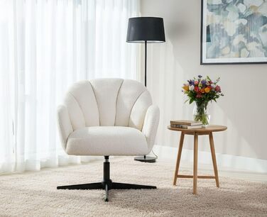 Крісло Chairus для вітальні, обертове м&39яке крісло з підлокітниками, штучне хутро, крісло-реклайнер, сучасне крісло, спальня, балкон (біле)