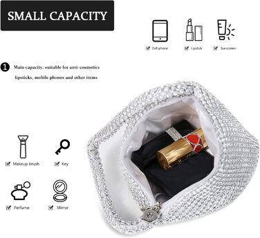 Елегантна вечірня сумочка-клатч зі стразами для жінок. Маленька сумка на ланцюжку/ручку, ідеальна для вечірок, банкетів, випускних та особливих подій. Чорний колір.