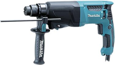 Дриль Makita HR2600/2, 800 Вт, 220-240 В, свердління до 26 мм, чорний/синій