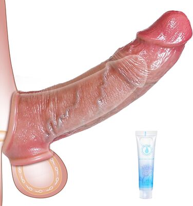 Силіконовий продовжувач пеніса для чоловіків, подовжує та потовщує пеніс з ерекційним кільцем