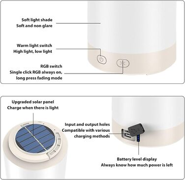 Сонячний кемпінговий ліхтар, акумуляторний, водонепроникний, легкий, 300 люмен - високоефективні гаджети для кемпінгу та надзвичайних ситуацій