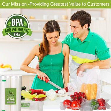 Вакуумні пакувальники VacYaYa 6 рулонів (3)20x600 см і (3)28x600 см вакуумні пакувальники для харчових продуктів, вакуумні пакети без BPA, пакети sous vide плівки для вакуумних пакувальників та плівкових запаювачів Підходить 6 рулонів 28 см x 6 м (3 рулон