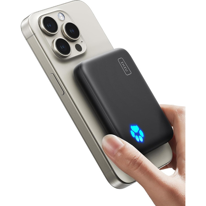 Магнітний зовнішній акумулятор, USB C in&Out Wireless Powerbank швидка зарядка для iPhone 16/16 Plus/16 Pro/16 Pro Max, iPhone 15/