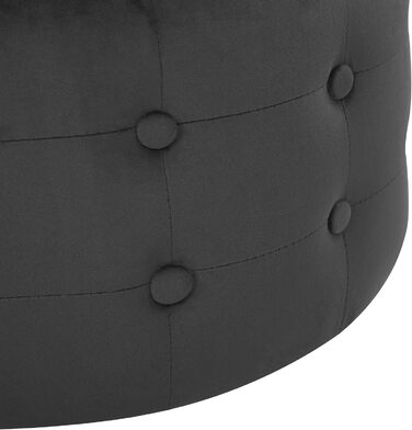 Сучасний пуф з оксамитової тканини, декоративний стьобаний круглий чорний, тампа