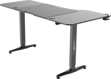 Письмовий стіл з регульованою висотою Oxnard 160 x 75 см, електричний стіл з функцією пам&39яті, робочий стіл до 80 кг, комп&39ютерний стіл з підставкою для чашок, гачок для навушників, алюмінієва рама, чорний колір