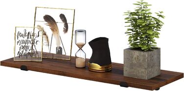 Настінні полиці SONGMICS, 2 шт., плаваючі, декоративні, ретро-стиль, максимальне навантаження 15 кг/шт., 60 x 20 x 7 см, МДФ, коричнево-чорні LWS04NB