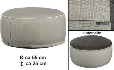 Надувний пуф Brandsseller для вулиці Ø 55 x 25 см Водовідштовхувальне крісло-мішок для саду, патіо, вітальні та пляжу Водостійкий та легкий у догляді, сіро-коричневий