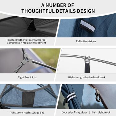 Намет Naturehike Cloud Up 1, 3-4 сезони, легкий туристичний намет для 1 особи, водонепроникний, захищений від комах сімейний намет для активного відпочинку, походів, альпінізму, синій
