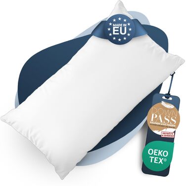 Пухова подушка CALMONT 3-камерна 40x80 Пухнаста та підходить для алергіків Міцна та дихаюча подушка для ліжка Пухова подушка Пухова подушка 40 x 80 см