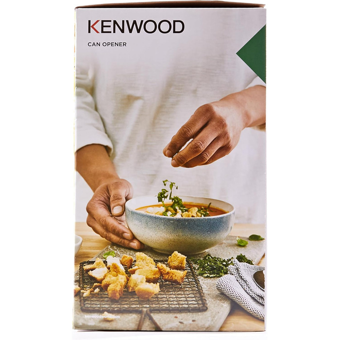 Електричний консервний ніж Kenwood CAP070. A0WH, багатофункціональний кухонний гаджет 3-в-1 із вбудованою точилкою для ножів, відкривачкою для консервів і відкривачкою для пляшок, з намотувачем кабелю, 70 Вт, білий