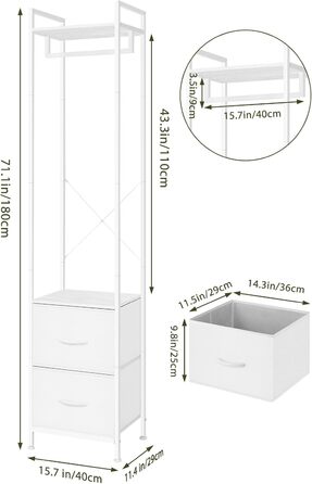 Окремостояча, міцна металева вішалка для одягу з 2 полицями для взуття, мінімалістичний дизайн, компактна підставка для одягу для спальні/дому - біла