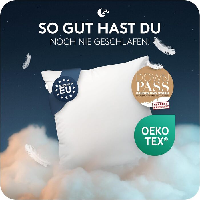 Пухова подушка CALMONT з 3 камерами 80x80 Пухнаста та підходить для алергіків Міцна та дихаюча подушка для ліжка Пухова подушка Пухова подушка 80 x 80 см