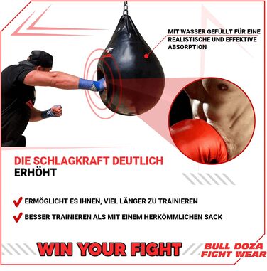 Боксерський мішок Bull Doza Fight Wear Water - Міцний - Водонепроникний - Три розміри M (40 см) 33 кг