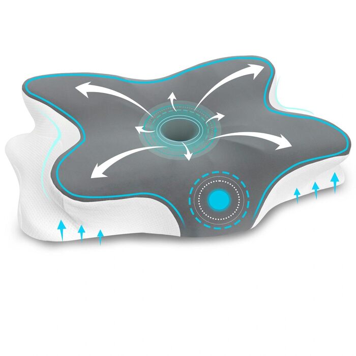 Подушка з піни з ефектом пам&39яті, подушка для підтримки шиї, подушка для шиї, подушка для голови від болю в шиї, ортопедична подушка, ергономічна подушка для сну на боці, спині та животі 63 x 42,5 x 13,8/9 см (1 упаковка)