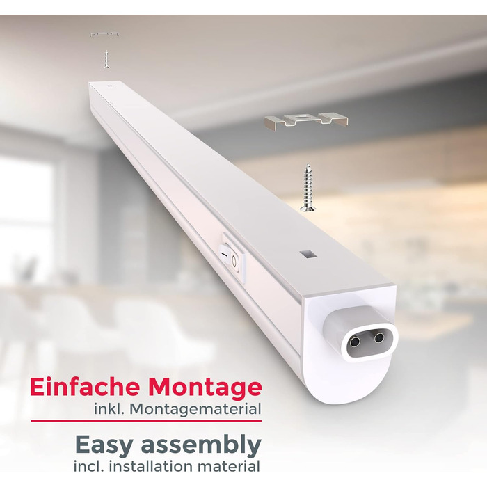 Світлодіодна стрічка з вимикачем, нейтральний білий колір світла, розширюється, кухня під шафою, світлодіодна стрічка кухня, освітлення шафи, кухонна лампа, освітлення, 57,3x2,2x3 см, білий