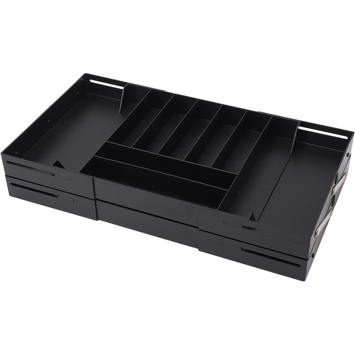 Багаторівневий розширюваний органайзер для столу, шухляда, яку легко чистити, складний лоток для зберігання, міцний матеріал для акуратного зберігання різних предметів (чорний)