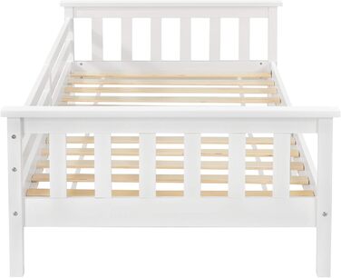 Дитяче ліжко Nuuk з місцем для зберігання 70x140 см, дитяче ліжко до 50 кг з рейковою основою, двоярусне ліжко, соснова деревина, білий колір, 70x140 см