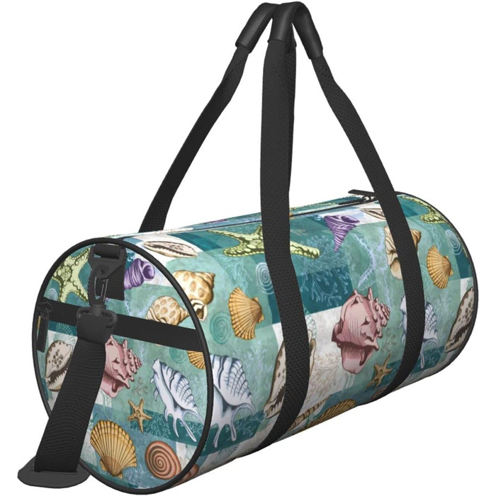 Дорожня сумка-циліндр з морським дизайном (мушлі, морські їжаки, гребінці), спортивна сумка для чоловіків та жінок, пляжна сумка, спортивний баул