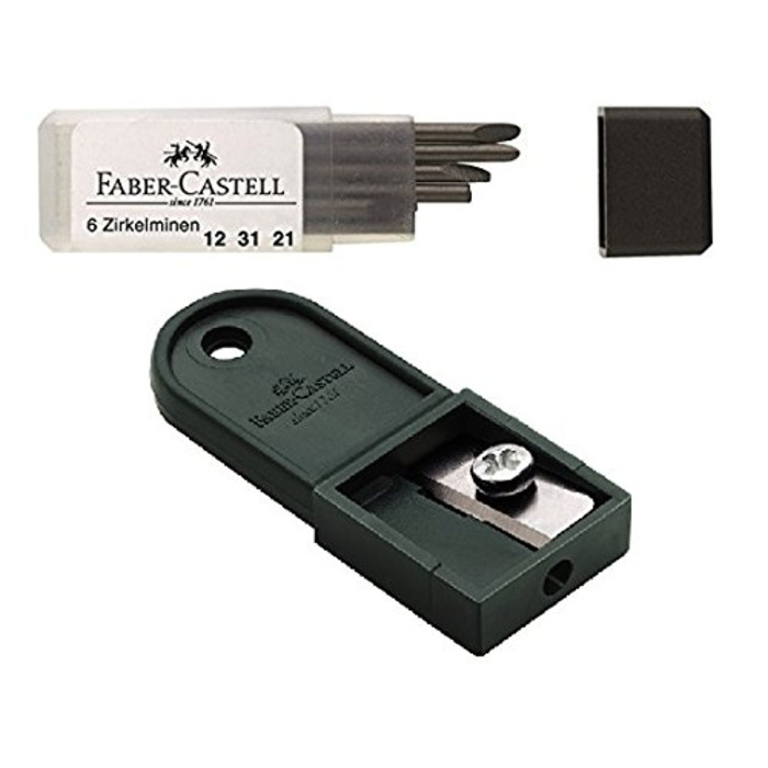 Набір для точила для компаса Faber-Castell, універсальні змінні стрижні для компаса в комплекті з точилкою для стрижнів (6 шт. точилка) 6 шт. Точило
