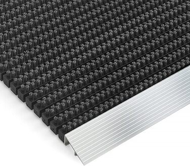 Килимок для вхідних дверей KARAT для використання всередині та зовні приміщень - Стійкий до іржі та атмосферних впливів - Килимок для вхідних дверей - Професійний килимок для входу - Щітка (60 x 90 см, алюмінієва рамка - чорний) Алюмінієва рамка - чорний 