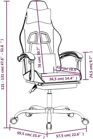 Геймерське крісло, офісне крісло, з підставкою для ніг, білий та рожевий, штучна шкіра
