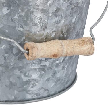 Набір із 5 цинкових горщиків Relaxdays, горщик для трав для кухні, балкону та саду, відро для квітів з оцинкованого металу з ручкою, сріблястий