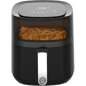 Фритюрниця MasterChef 5.5 л фритюрниця 1500 Вт, фритюрниця гаряче повітря без жиру для 4-6 осіб, фритюрниця з цифровим сенсорним екраном і 7 програмами, попередній нагрів і підтримання тепла, 80-200C 5.5 л