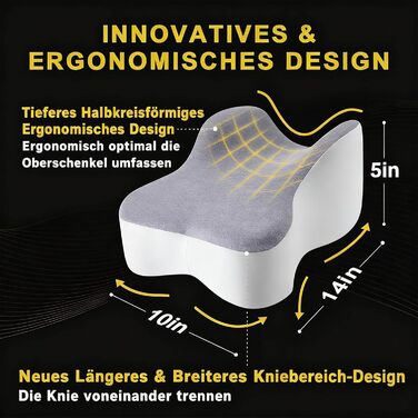 Універсальна подушка для колін для тих, хто спить на боці ергономічна подушка для ніг з подовженою конструкцією, підтримує стегна та коліна, підвищує комфорт сну, зі знімним чохлом, який можна прати