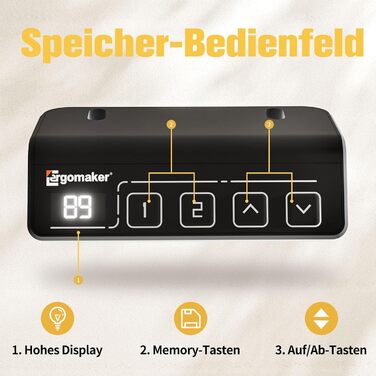 Рама столу ERGOMAKER з регулюванням висоти, функцією пам&39яті та плавним пуском/зупинкою, 2-рівнева телескопічна регульована по висоті рама столу, електрична рама столу (білого кольору), рама з одним двигуном, білий колір