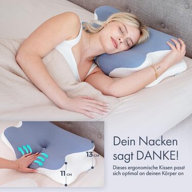 Ортопедична подушка для шиї Knoop Home & Living з піни з ефектом пам&39яті - Ергономічна подушка від болю та напруги в шиї - Ідеально підходить для сну на боці та спині - Знімний чохол