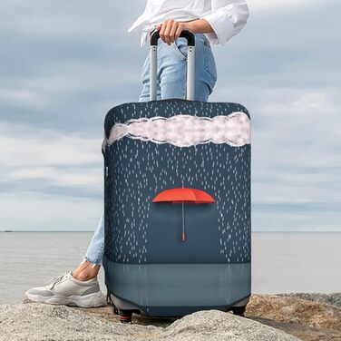Чохол для валізи BAFAFA з принтом червоних парасольок, еластичний захист від подряпин та пилу, чорний, розмір 90