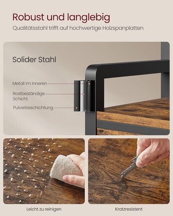 Вішалка для одягу VASAGLE з лавкою для взуття, шафа, місце для зберігання взуття, 2 шухляди для тканини, 10 гачків, 6 бічних гачків, 30 x 80,4 x 181,6 см, вінтажний коричневий-чорний HSR429B01 Вінтажний коричневий, чорнильний