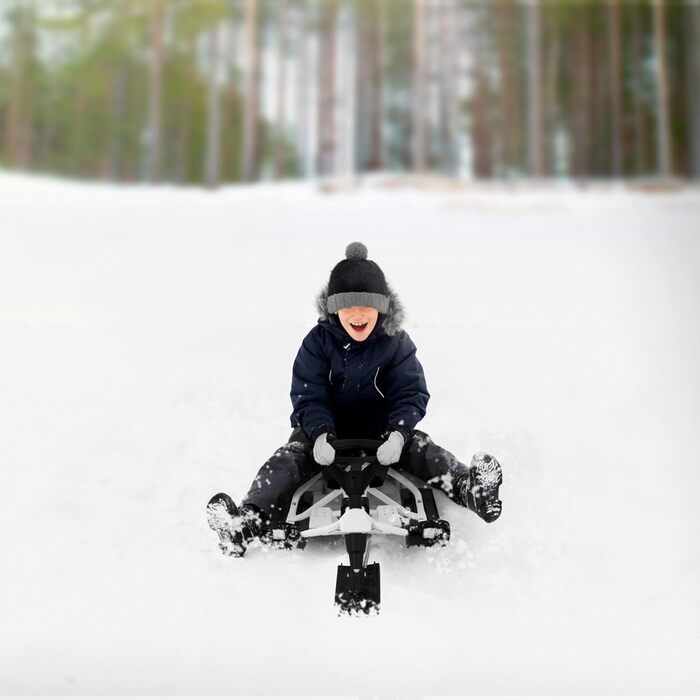 Німеччина Санки з кермом, дитячі санки від 5 років, скібоб для дітей та дорослих до 90 кг, санки з кермом, ножні гальма, тяговий т