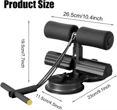 Засіб для тренування м&39язів живота, Багатофункціональний тренажер для м&39язів живота з подвійними присосками та стрічкою опору для тренування м&39язів тулуба та живота, чорний, 26,5*19,5*23,5 см