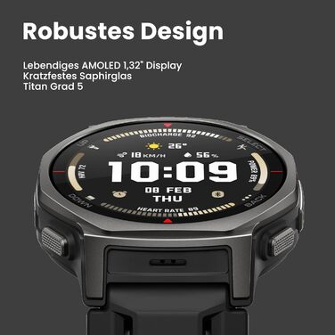 Розумний годинник Amazfit T-Rex 3 Pro для активного відпочинку на природі, 44 мм сапфіровий AMOLED, ліхтарик, титановий безель, дводіапазонний GPS, офлайн-карти, до 17 днів роботи від батареї, водонепроникність 10 атм, понад 180 спортивних режимів, сумісн