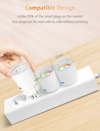 З вимірюванням струму, макс. 16A Smart Home Plug, сумісний з Alexa/Google Home, компактний дизайн, голосове керування, APP Remote Control, таймер, 13A