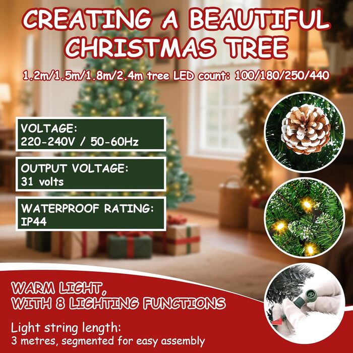 Різдвяна ялинка з вогнями 210 см зелена Eldzenith