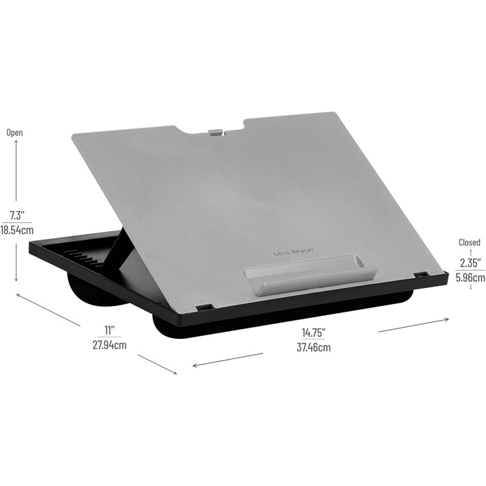 Підставка для ноутбука Комфорт - складана, з подушкою, портативна, для ліжка, гуртожитку, пластик, 37,5 x 27,9 x 18,5 см, сіра