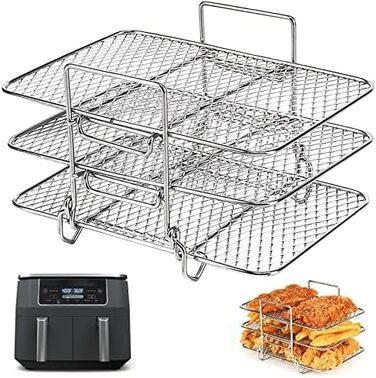 Аксесуари для фритюрниці BYKITCHEN для фритюрниці Ninja Foodi Dual Zone AF300EUAF400EU, стійка аерофритюрниці, решітка гриля для ніндзя, нержавіюча сталь з покриттям 304