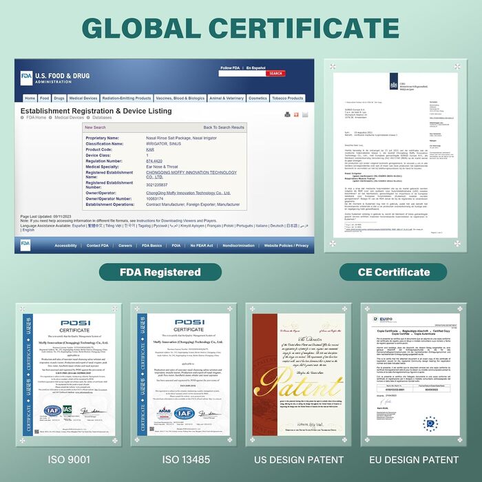 Система іригації носа Електричний іригатор носа Іригатор носа для дорослих Іригатор носа Очищувач носа Іригатор носа для дорослих Полегшення симптомів носових пазух з 50 пакетиками фізіологічного розчину (білий) Білий/Опуклий сад