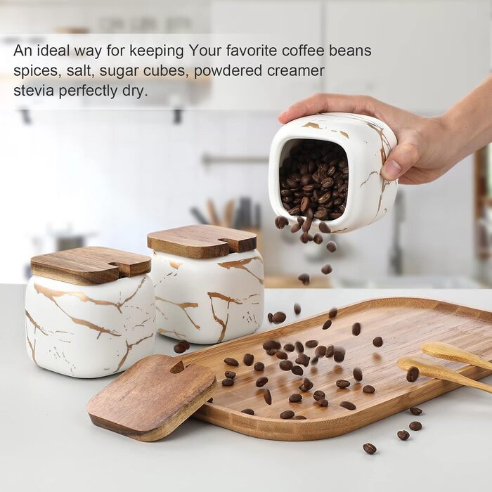 Набір баночок для спецій TELANK, цукорниця з кришкою та ложкою, керамічна банка з кришкою для дому та кухні біла