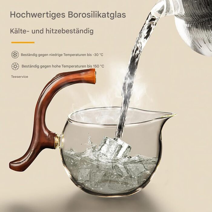 Скляний чайний набір Ледачий Кунг-Фу, чайник з інфузером та магнітною підставкою, прозорий для розсипного чаю, кави та квіткового чаю, з піддоном для крапель