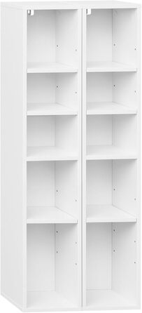 Книжкова полиця WOLTU, полиця з 10 відділеннями, полиця для CD/DVD, біла кубічна полиця, штабелювана полиця, полиця для зберігання, вітальня, білий колір, SK063ws