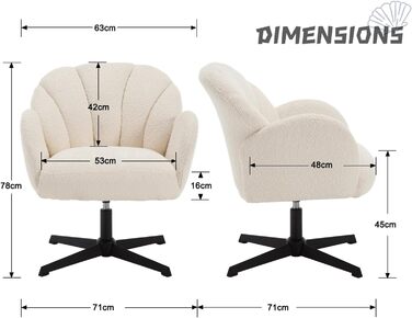 Крісло Chairus для вітальні, обертове м&39яке крісло з підлокітниками, штучне хутро, крісло-реклайнер, сучасне крісло, спальня, балкон (біле)