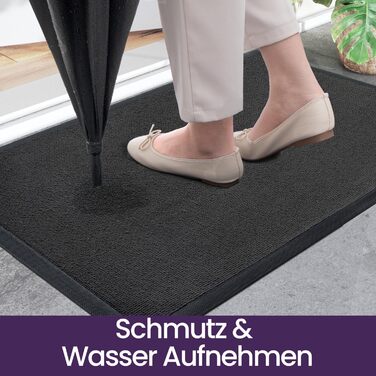 Килимок для вулиці DEXI, нековзний килимок для вловлювання бруду, миється та стійкий до атмосферних впливів, тонкий килимок для дверей, вхідний килимок, скребок для ніг для вхідних зон та зовнішніх майданчиків, 60 x 90 см, сірий